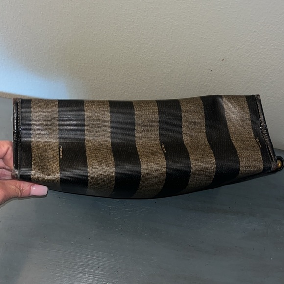 FENDI Pequin Zucca Zucchino Monogram Clutch/Pochette ( Big Size) Brown & Black - Picture 12 of 13